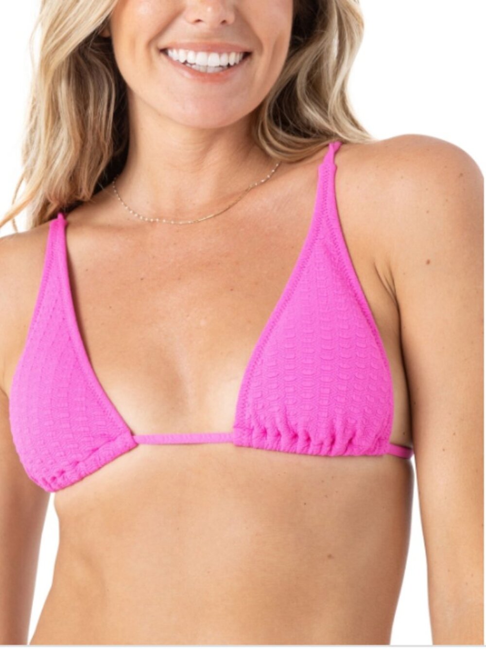 Roxy Juniors' Haliewa Built-up Triangle Swim Bikini Top Pink Size L 8121